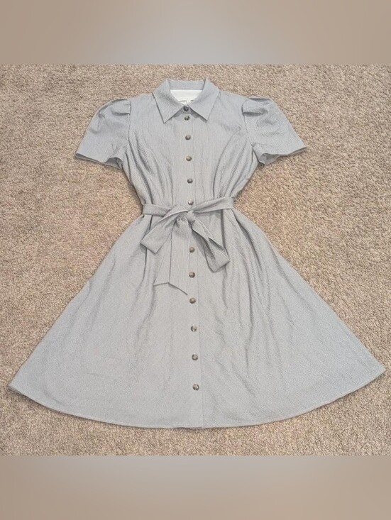 Preston & York Dresses & Skirts - Preston & York Seersucker Striped Shirt Dress with Tie Belt - Size 8